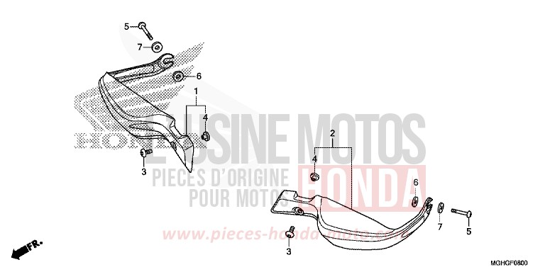 KNUCKLE GUARD for VFR1200X Dual Clutch DEGITAL SILVER METALLIC (NHA30) from 2016